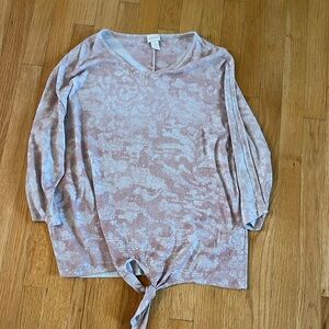 Soft pink glittery Chicos tie top